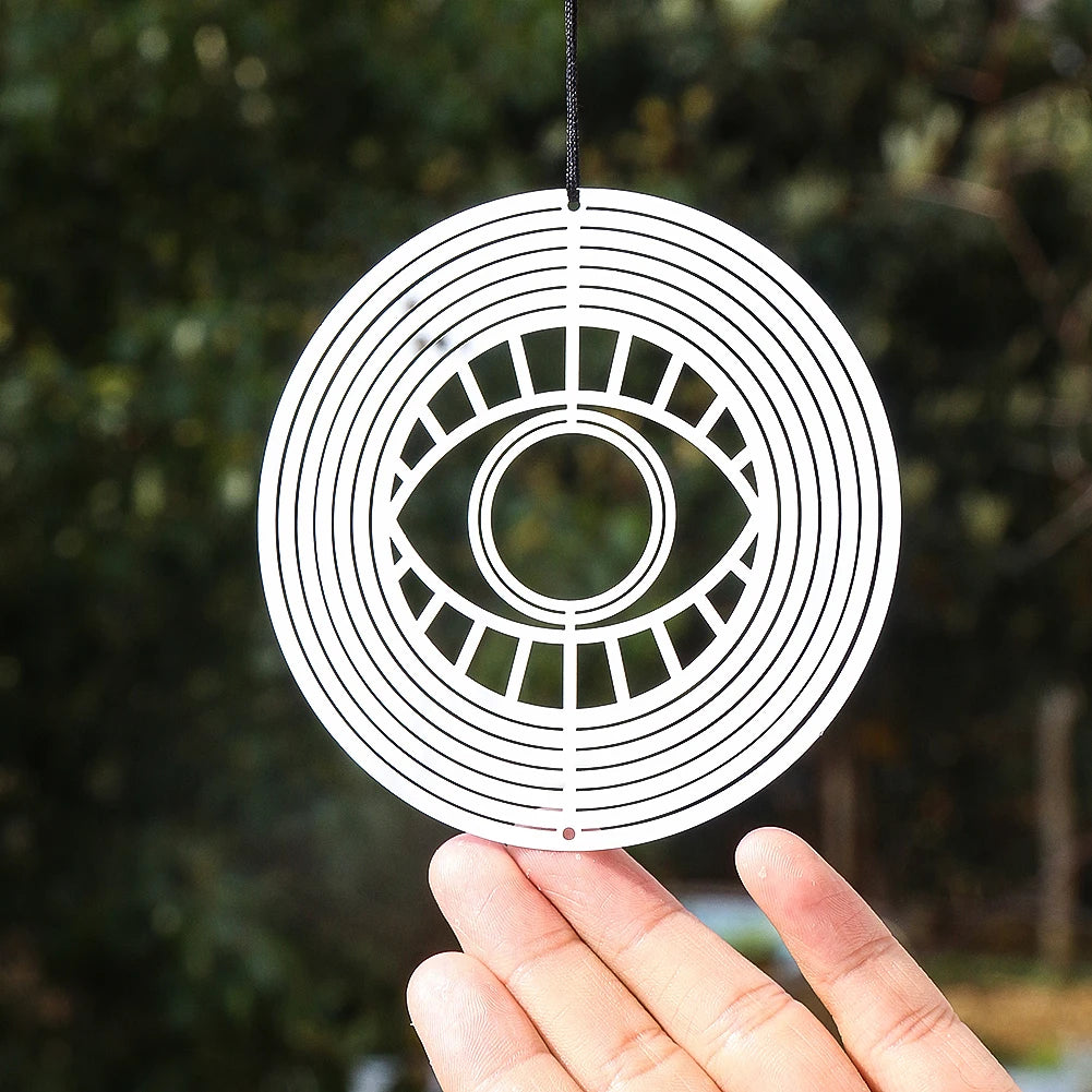 Turkish Devil Eye Wind Spinner Catcher Sublimation 3D Mirror Reflection Rotating Windchime Feng Shui Amulet Hanging Garden Decor