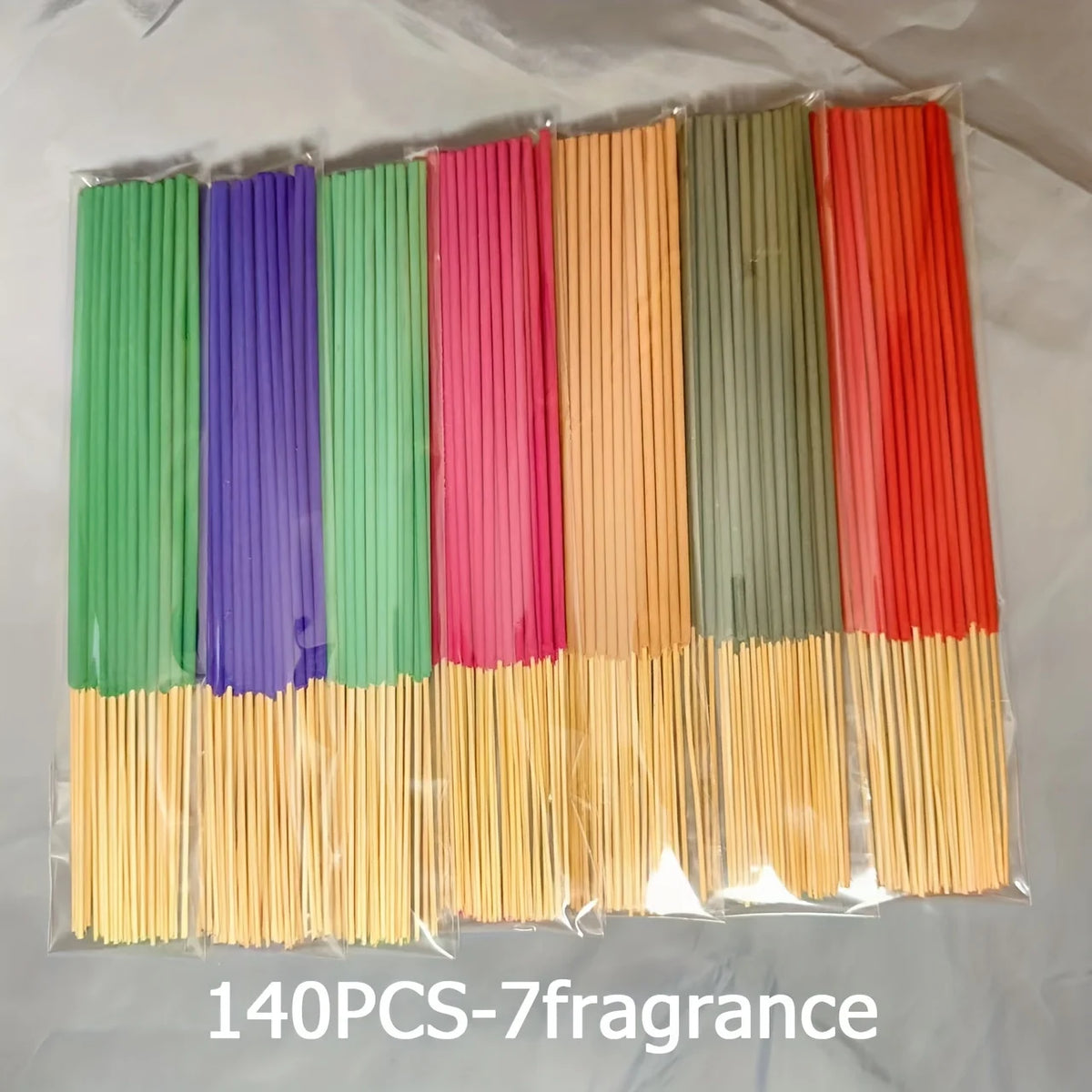 7 Sets of 140 Incense Sticks, Available in Four Seasonal Sets: Rose, Lavender, Sandalwood, Jasmine, Mint, Cherry Blossom, Herbal, and Dragon Blood Wood, with 20 Sticks in Each Pack, Suitable for Home Use, Office, Yoga, Medita