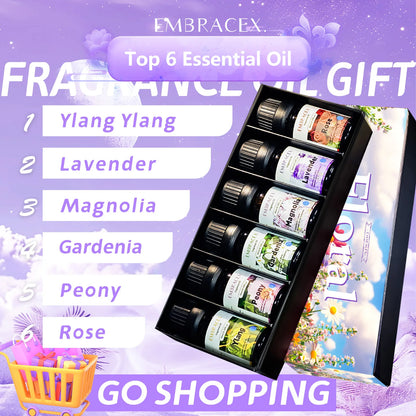 6PC/1PC 10ML Floral Fragrance Oils For Car Scents, Diffuser Scents Gift Set for Friends/Parent