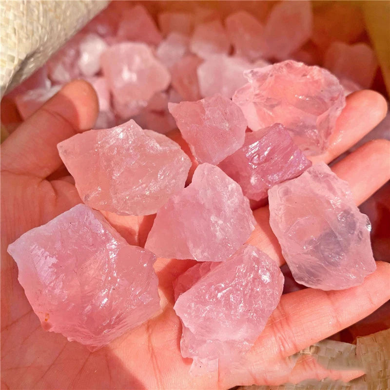 Natural Crystal Raw Stone Set Rose Quartz Irregular Ore Mineral Specimen Aquarium Decoration Home Decor Gift Fragrant Stone