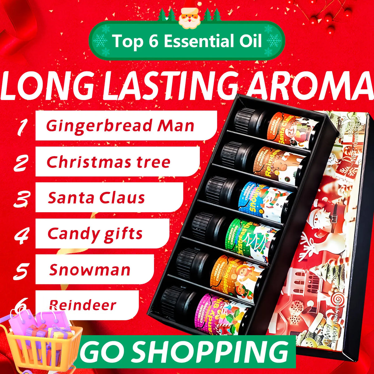 6pc/1Set 10ML Fragrance Oils Gift Set Fruit Delicious Hotel Autumn Scented Aroma Oil Warm Scent Christmas Gift Floral Clean Set