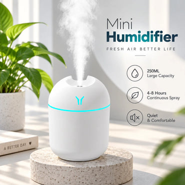 250ML Mini USB Air Humidifier Aroma Diffuser Essential Oil Cool Mist Maker RGB LED Night Light Quiet for Home Car Office Bedroom
