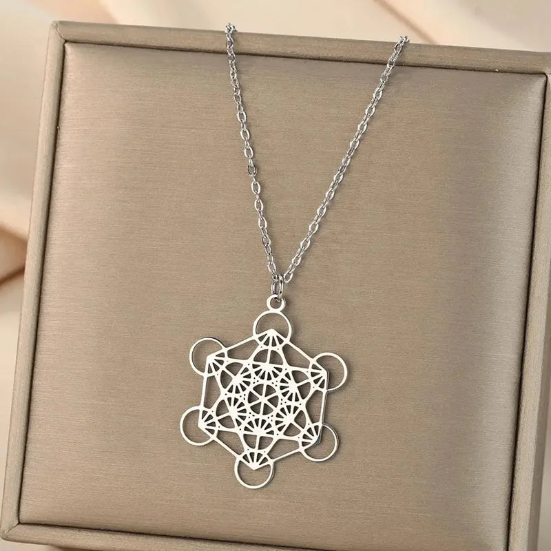 Seal Of Archangel Metatron Pendant Necklace Stainless Steel Sacred Geometry Hexagram Amulet Jewelry