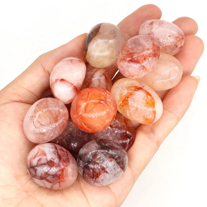 Red Inclusions Natural Tumbled Stones Healing Crystal Quartz Mineral Specimen Meditation Gemstones Tank Aquarium Home Decoration
