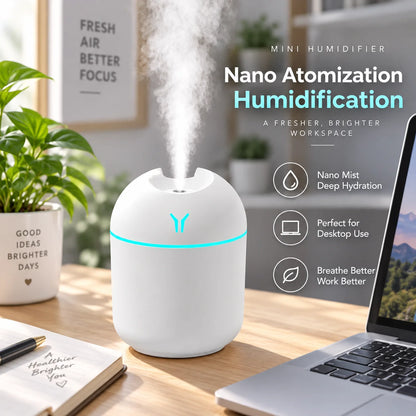 250ML Mini USB Air Humidifier Aroma Diffuser Essential Oil Cool Mist Maker RGB LED Night Light Quiet for Home Car Office Bedroom