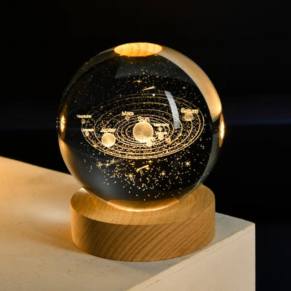 【Customized Link 】Creative Birthday Gifts 6cm Crystal Ball Night Lamp Laser Engraving USB Night Lights Home Bedroom Decroation