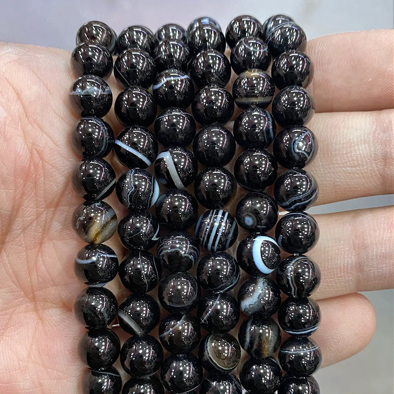 Orange Striped Agate Beads – Natural Stone for Jewelry Making