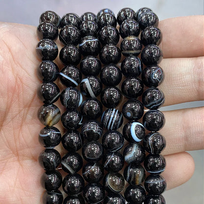 Orange Striped Agate Beads – Natural Stone for Jewelry Making