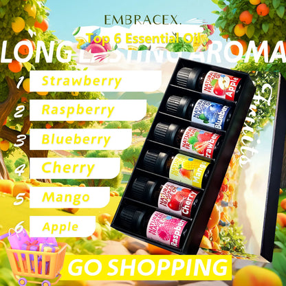 6pc/1Set 10ML Fragrance Oils Gift Set Fruit Delicious Hotel Autumn Scented Aroma Oil Warm Scent Christmas Gift Floral Clean Set