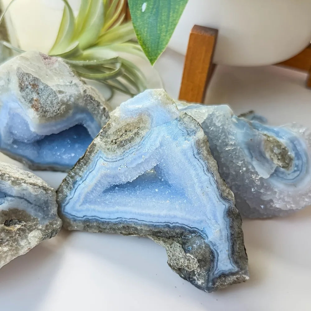 Natural Blue Lace Agate – Raw Druzy Geode