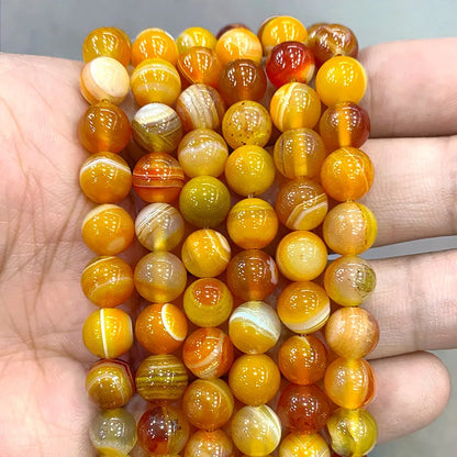 Orange Striped Agate Beads – Natural Stone for Jewelry Making