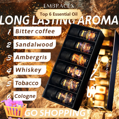 6pc/1Set 10ML Fragrance Oils Gift Set Fruit Delicious Hotel Autumn Scented Aroma Oil Warm Scent Christmas Gift Floral Clean Set