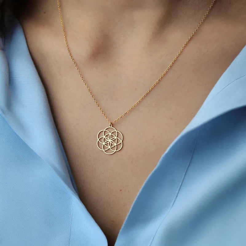 Seal Of Archangel Metatron Pendant Necklace Stainless Steel Sacred Geometry Hexagram Amulet Jewelry