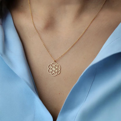 Seal Of Archangel Metatron Pendant Necklace Stainless Steel Sacred Geometry Hexagram Amulet Jewelry