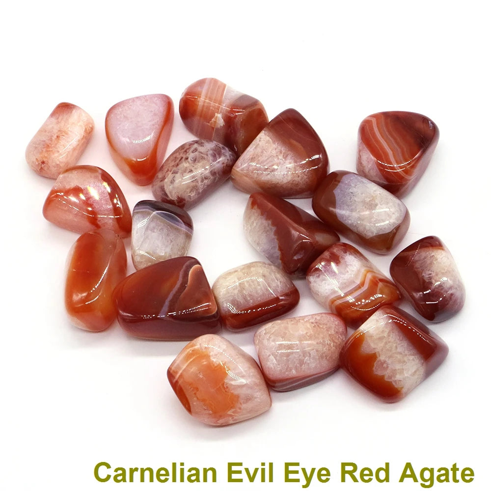 Natural Carnelian Evil Eye Red Black Agate Gravel Specimen Square Polished Healing Stone Reiki for Aquarium Fish Tank Home Decor