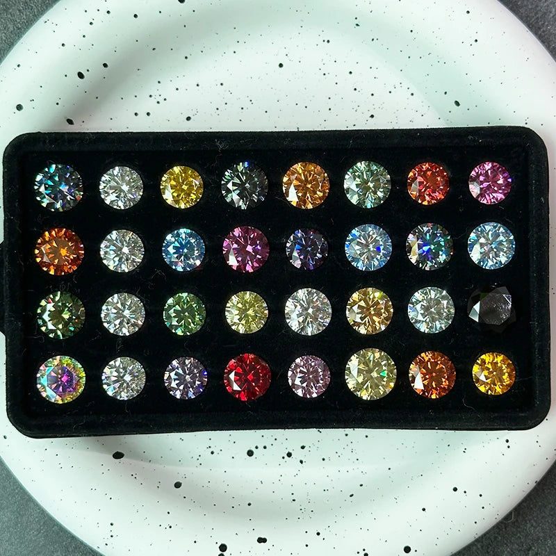 DJMAX 0.5-3ct Pink Red Royal Blue Green Moissanite Loose Stone Excellent Cut 5/6.5/8/9mm Original Moissanite Diamond Stones