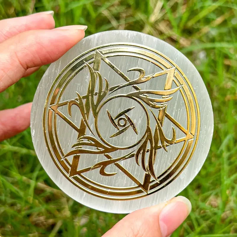 6cm Natural Crystal Selenite Slice Slab White Gypsum, Natural Selenite Stone Crystal Disc, Selenite Charging Plate
