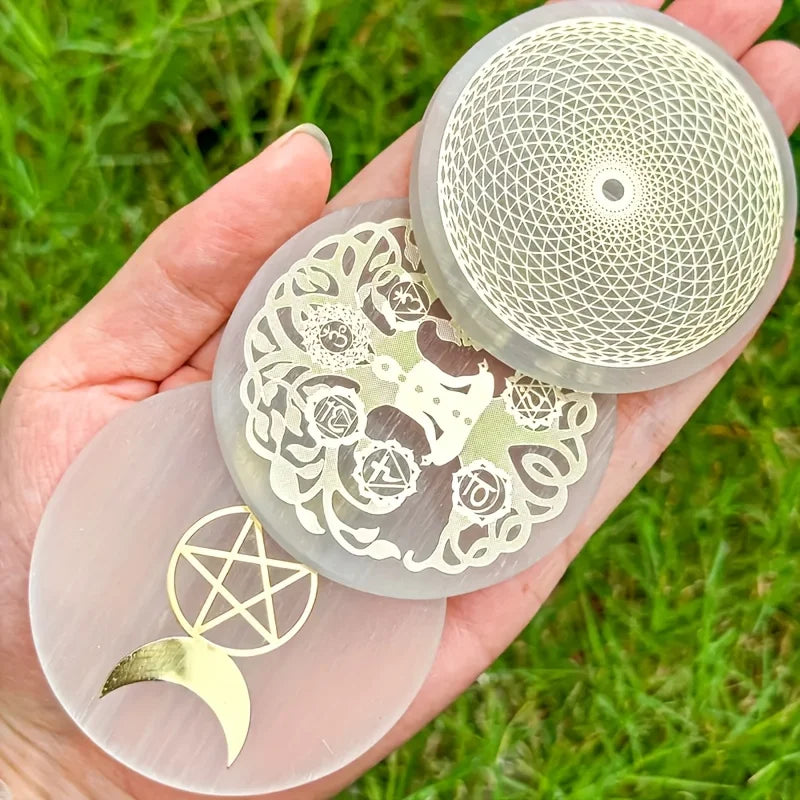 6cm Natural Crystal Selenite Slice Slab White Gypsum, Natural Selenite Stone Crystal Disc, Selenite Charging Plate
