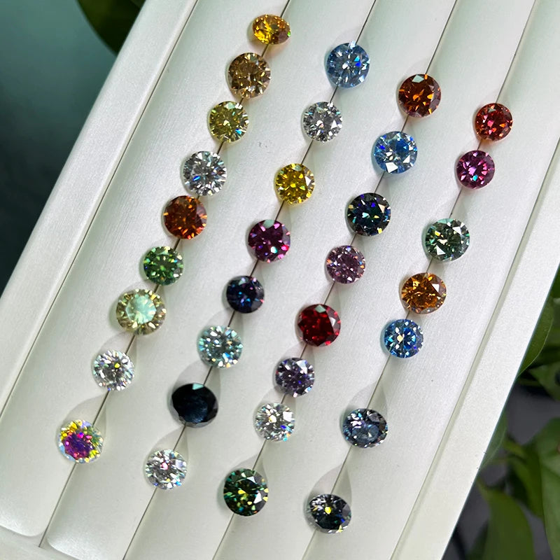 DJMAX 0.5-3ct Pink Red Royal Blue Green Moissanite Loose Stone Excellent Cut 5/6.5/8/9mm Original Moissanite Diamond Stones