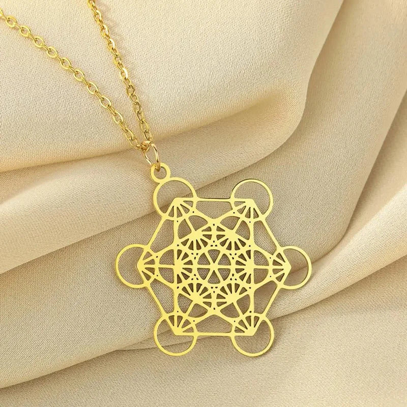 Seal Of Archangel Metatron Pendant Necklace Stainless Steel Sacred Geometry Hexagram Amulet Jewelry