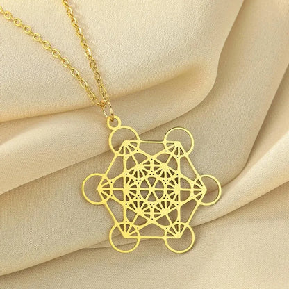 Seal Of Archangel Metatron Pendant Necklace Stainless Steel Sacred Geometry Hexagram Amulet Jewelry