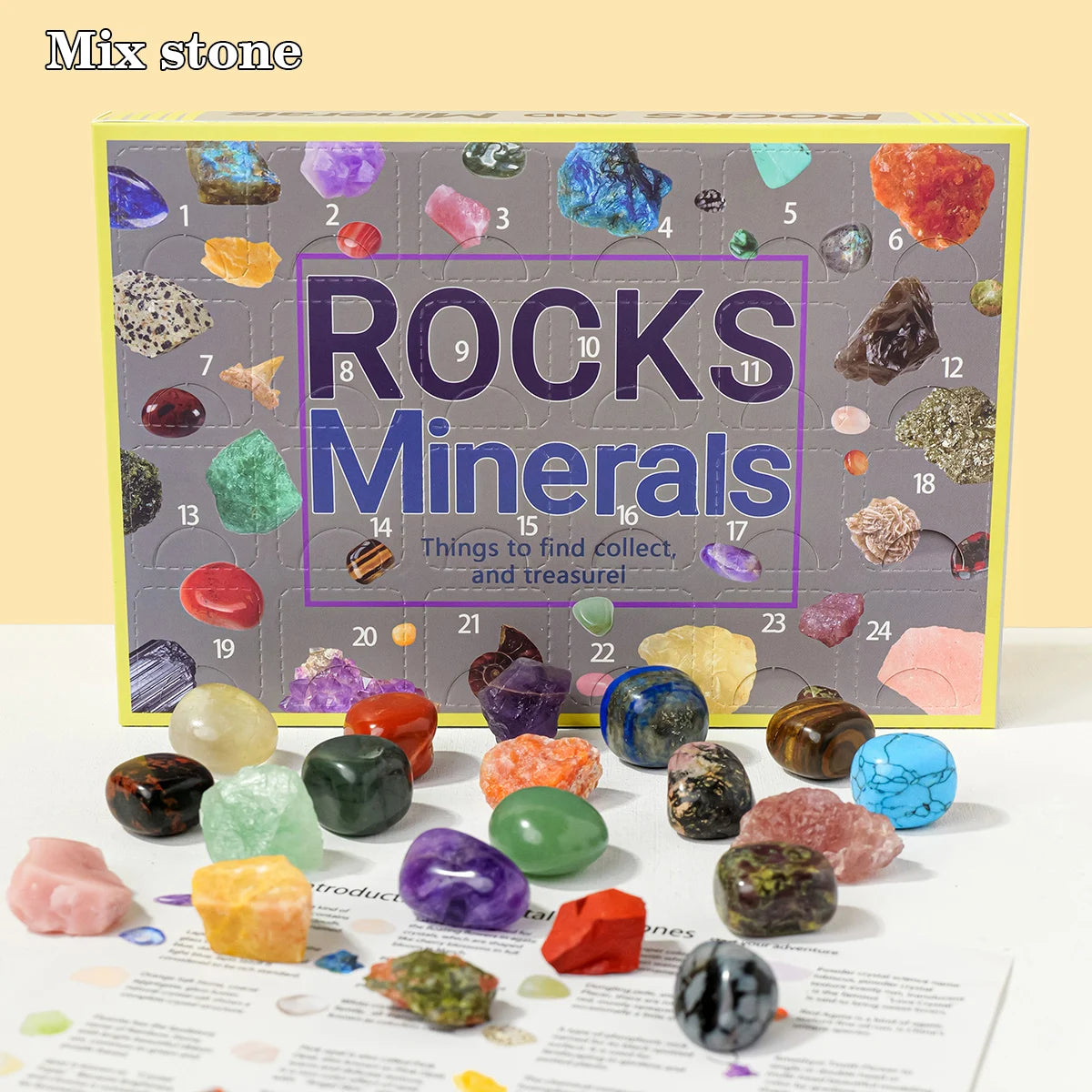 24pcs/set Natural Crystal Specimen Gift Box Children's Holiday Gift Ornament