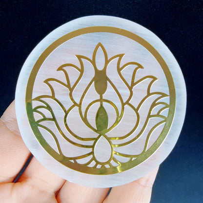 6cm Natural Crystal Selenite Slice Slab White Gypsum, Natural Selenite Stone Crystal Disc, Selenite Charging Plate