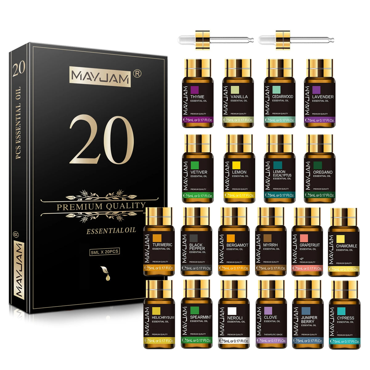 MAYJAM 20PCS 28PCS 35PCS Essential Oils Gift Set For Aromatherapy Diffuser Humidifier Candle Lavender Vanilla Lemon Bergamot Oil