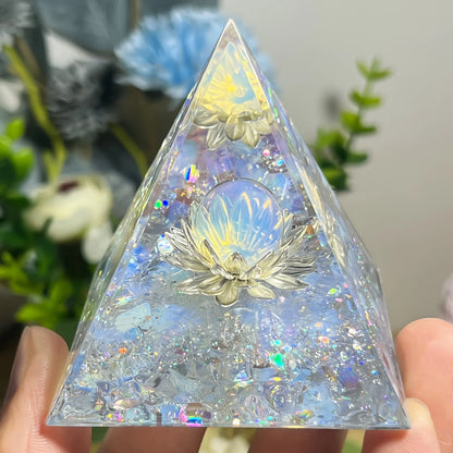 White Lotus Orgone Pyramid – Sacred Energy & Harmony