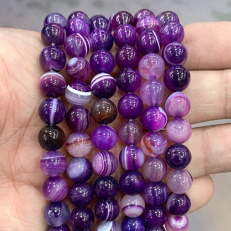 Orange Striped Agate Beads – Natural Stone for Jewelry Making