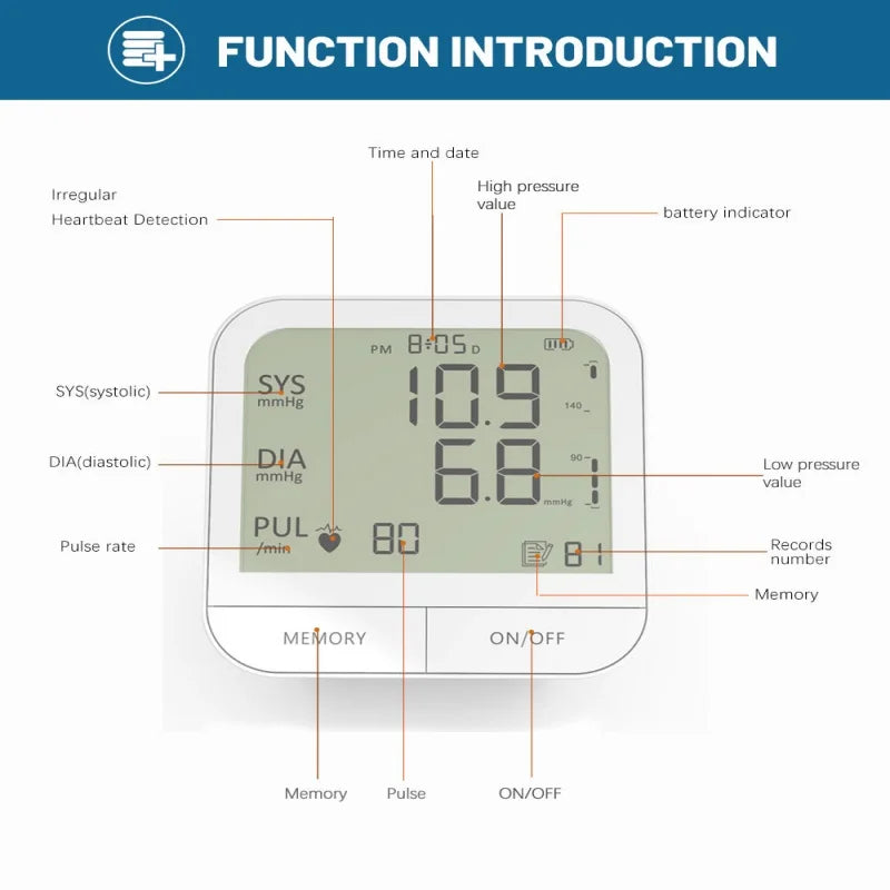 Blood Pressure Monitor Large-Screen Display - for Seniors Home