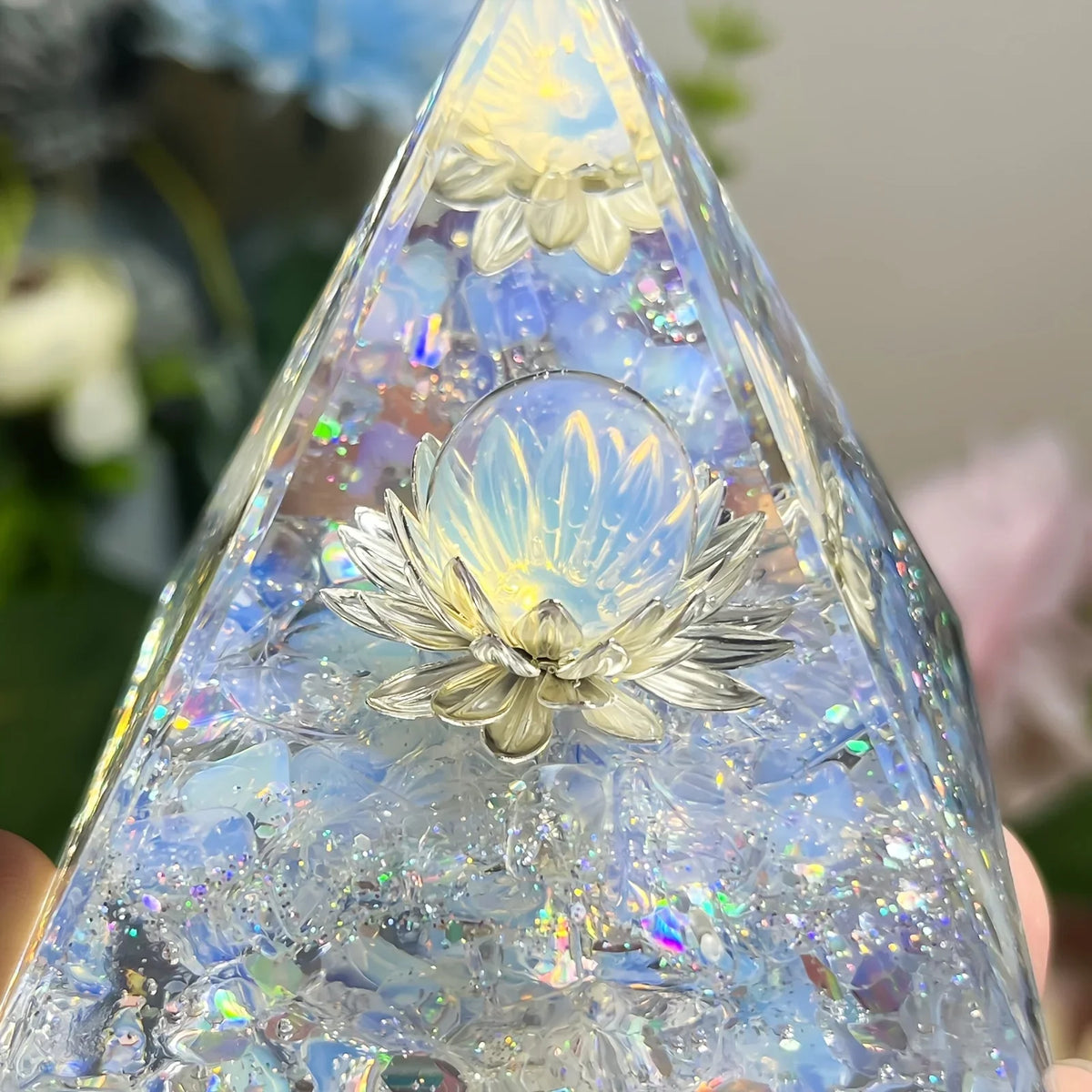 White Lotus Orgone Pyramid – Sacred Energy & Harmony