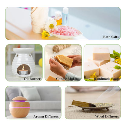 EUQEE 6PCS Aromatherapy Fragrance Oil Gift Set-10ml Cedarwood Bamboo & Teak Leather Aroma Forest Pine Fragrance Oils