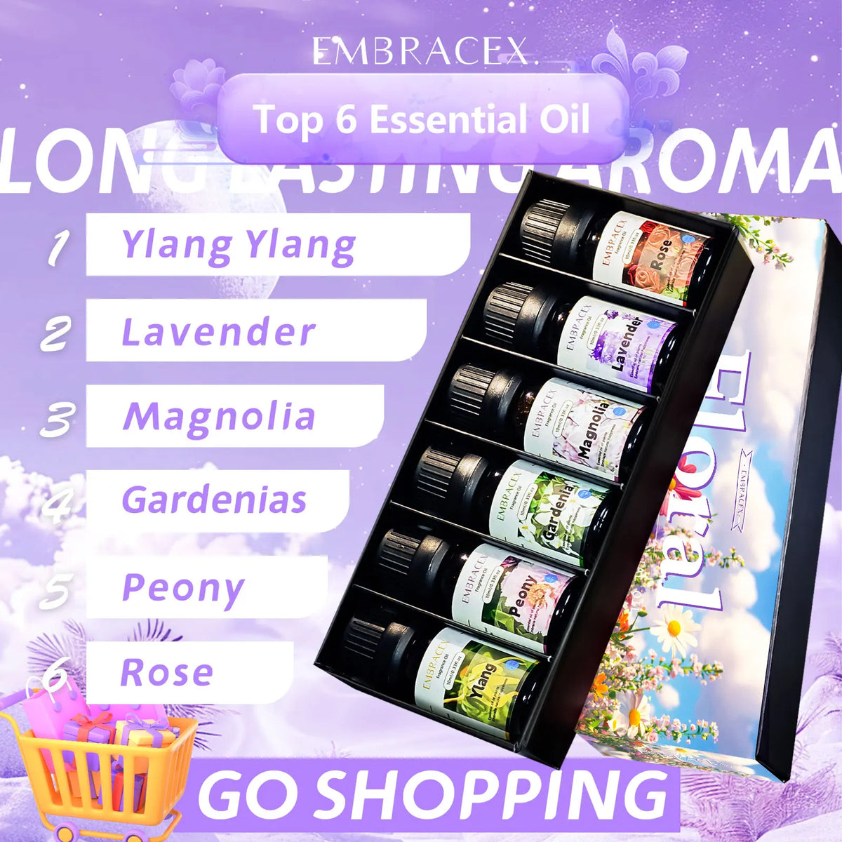 6pc/1Set 10ML Fragrance Oils Gift Set Fruit Delicious Hotel Autumn Scented Aroma Oil Warm Scent Christmas Gift Floral Clean Set