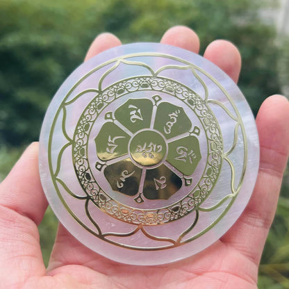 6cm Natural Crystal Selenite Slice Slab White Gypsum, Natural Selenite Stone Crystal Disc, Selenite Charging Plate