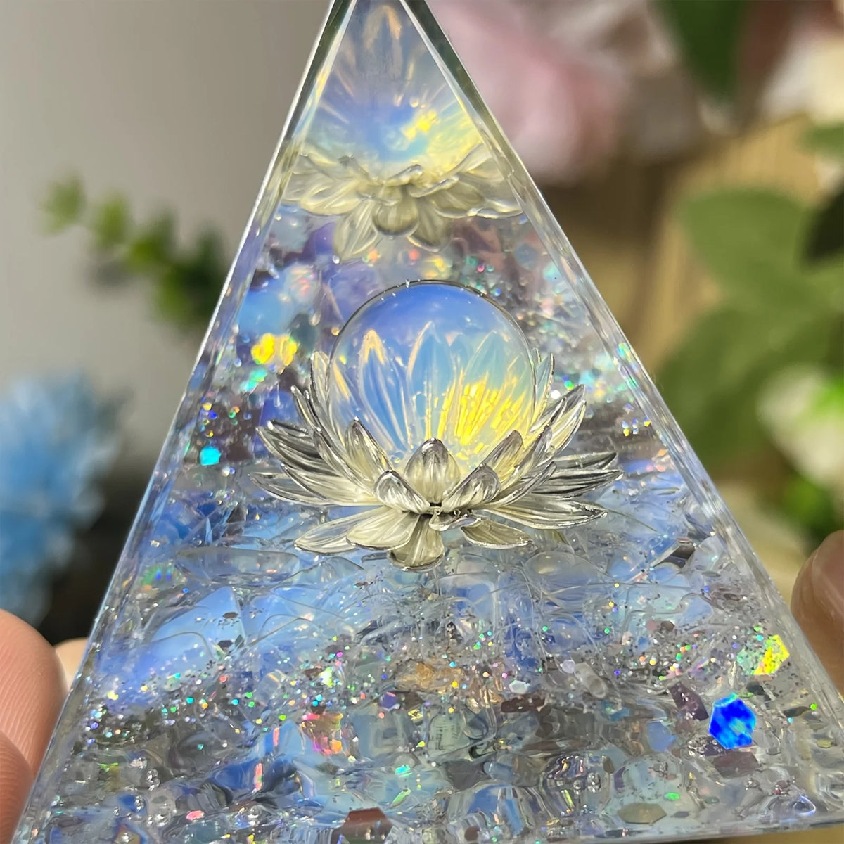 White Lotus Orgone Pyramid – Sacred Energy & Harmony