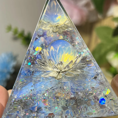 White Lotus Orgone Pyramid – Sacred Energy & Harmony