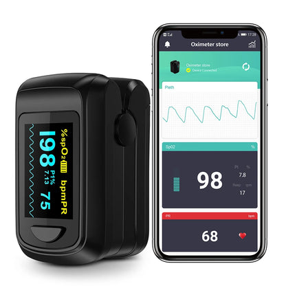 Finger Pulse Oximeter Blood Oxygen Saturation Bluetooth APP Control