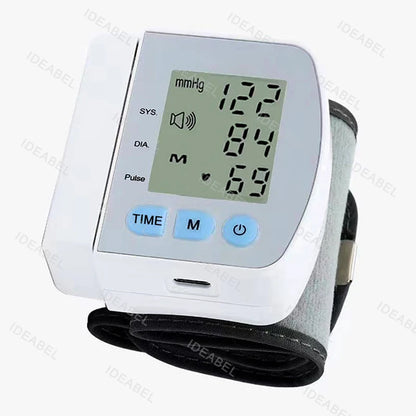 Voice Broadcast Smart LCD Screen Wrist Blood Pressure Monitor