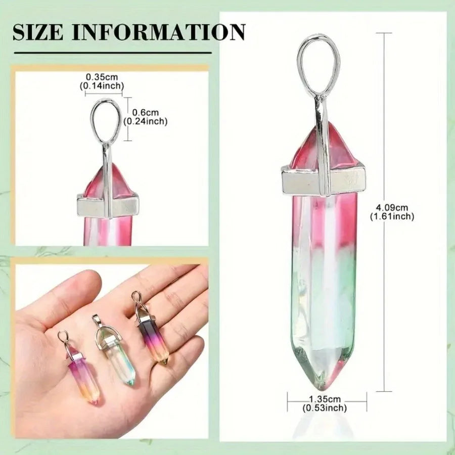 7pcs/set Bullet Shape Healing Pointed Chakra Beads Crystals For Necklace Jewelry Making Home Office Décoration Birthday Gifts