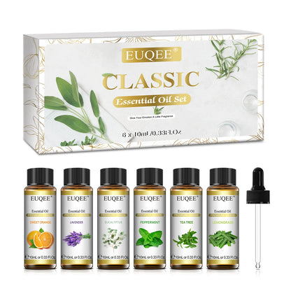 EUQEE Essential Oils Set 6 Bottles 10ml Pure Natural Aromatherapy Oils for Humidifier Diffusers Making Candle Soap Air Freshener