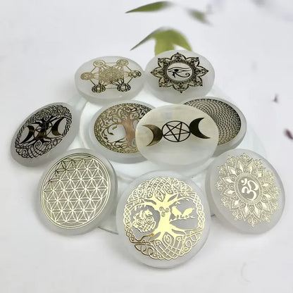 6cm Natural Crystal Selenite Slice Slab White Gypsum, Natural Selenite Stone Crystal Disc, Selenite Charging Plate