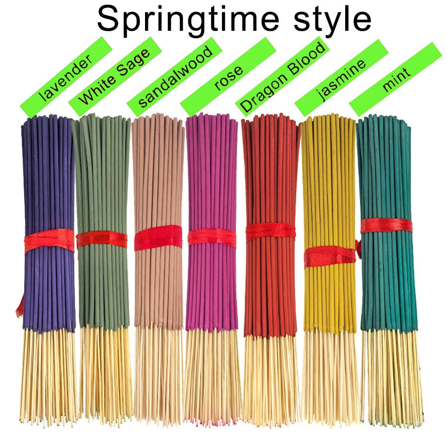 7 Sets of 140 Incense Sticks, Available in Four Seasonal Sets: Rose, Lavender, Sandalwood, Jasmine, Mint, Cherry Blossom, Herbal, and Dragon Blood Wood, with 20 Sticks in Each Pack, Suitable for Home Use, Office, Yoga, Medita