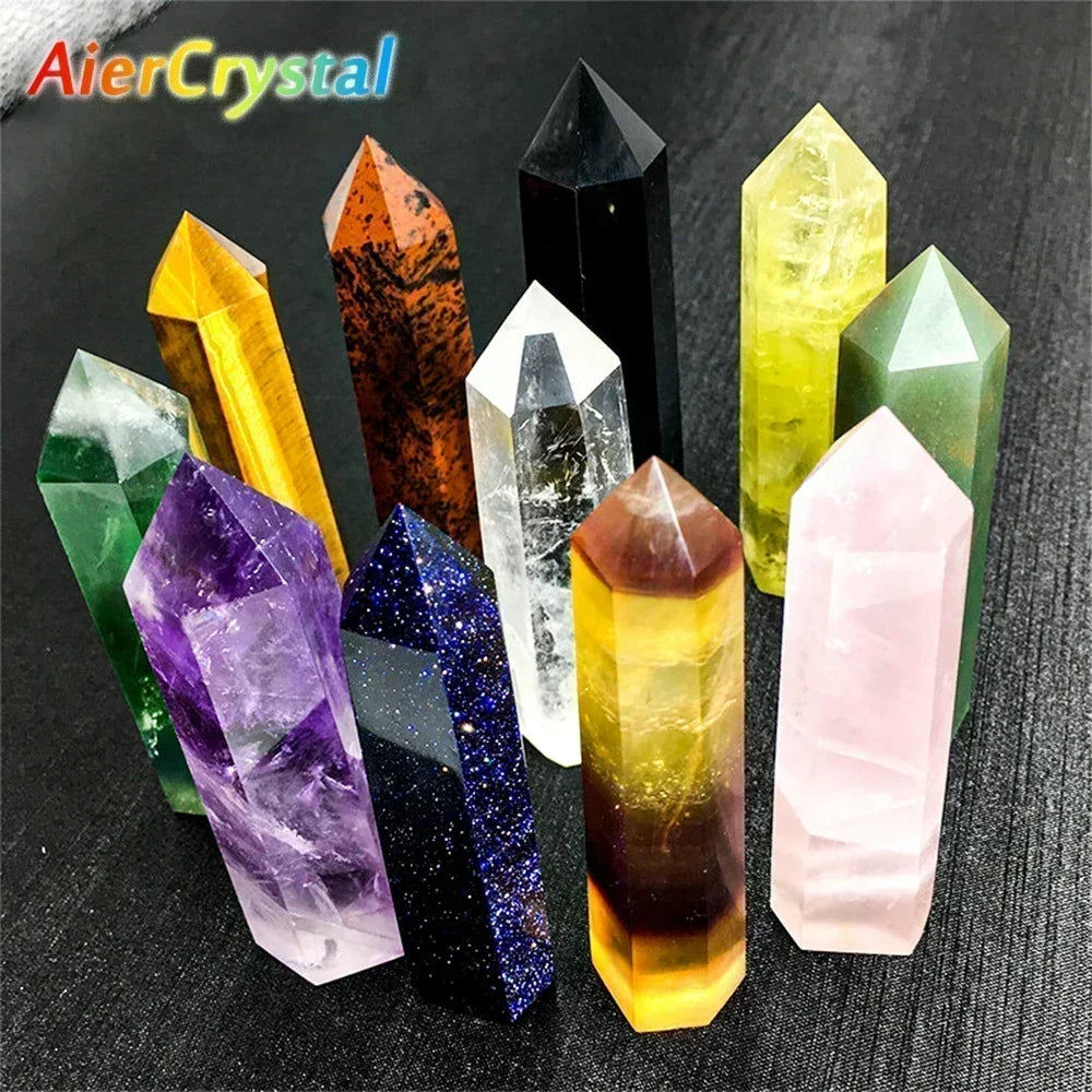 Natural Stone and Crystals Point Wand Witchcraft Rose Quartz Amethyst Home Decor Mineral Reiki Healing Stones Crafts Room Decor