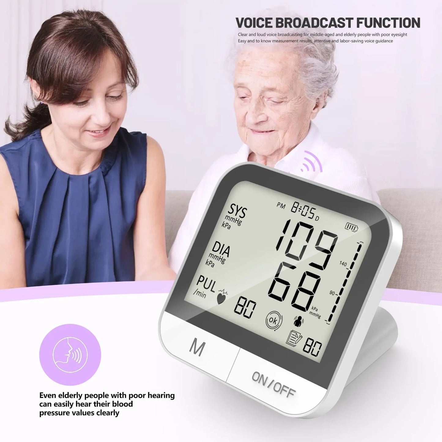 Blood Pressure Monitor Large-Screen Display - for Seniors Home