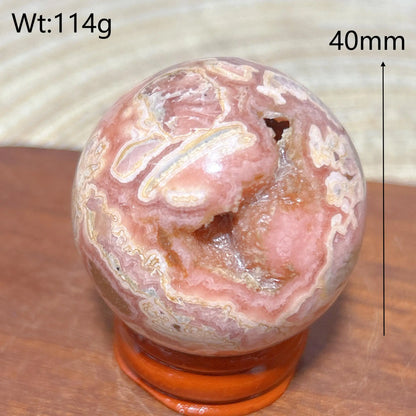 Rhodochrosite Sphere – Natural Pink Elegance