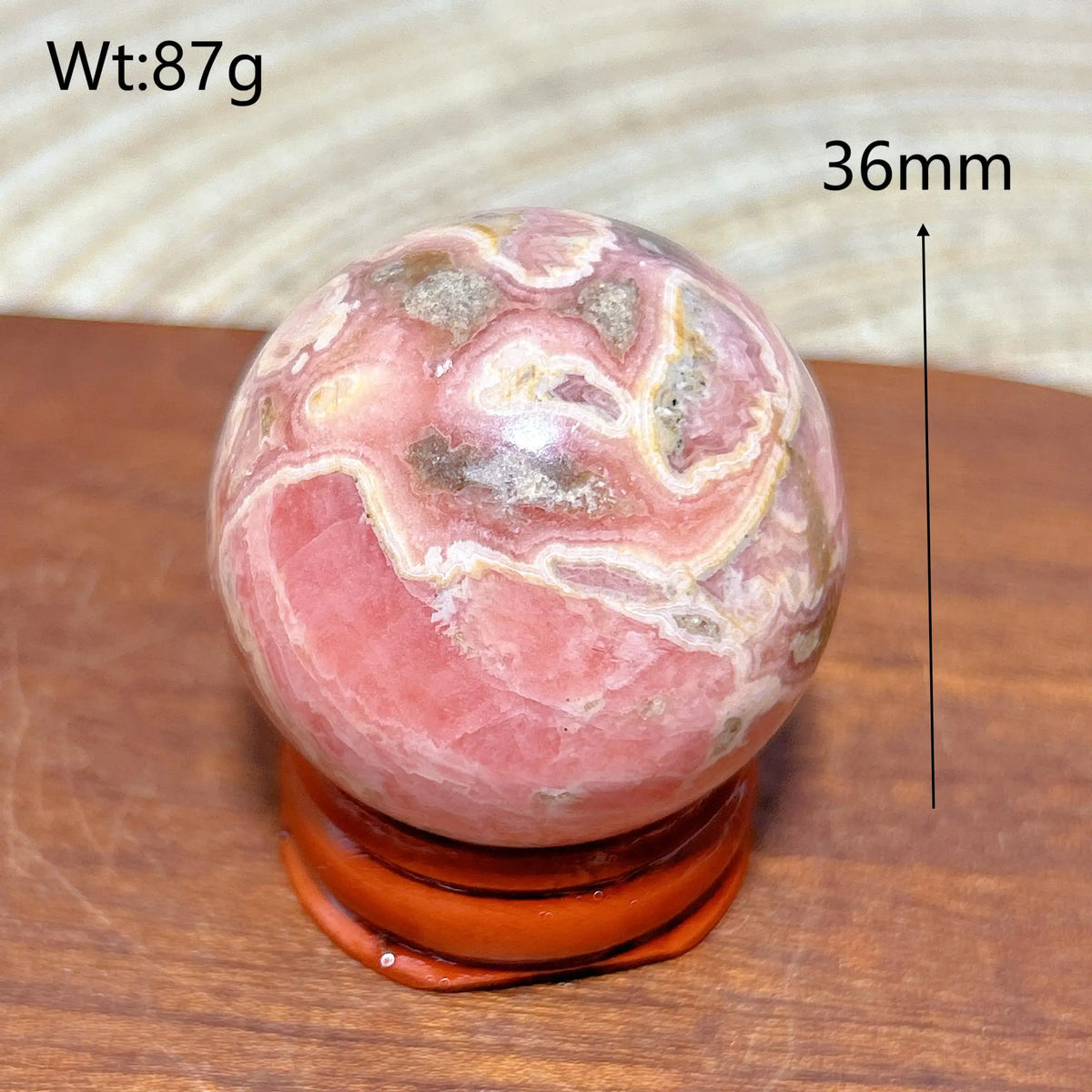 Rhodochrosite Sphere – Natural Pink Elegance