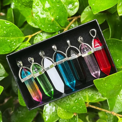 7pcs/set Bullet Shape Healing Pointed Chakra Beads Crystals For Necklace Jewelry Making Home Office Décoration Birthday Gifts