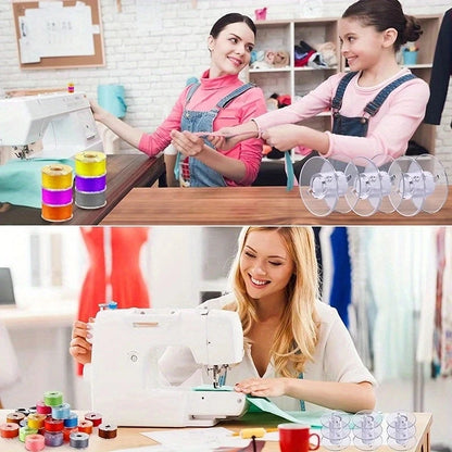 25 Piece Set of Mudder Plastic Sewing Machine Barrels with Sewing Machine Storage Box, Transparent, Used for Household Sewing AC