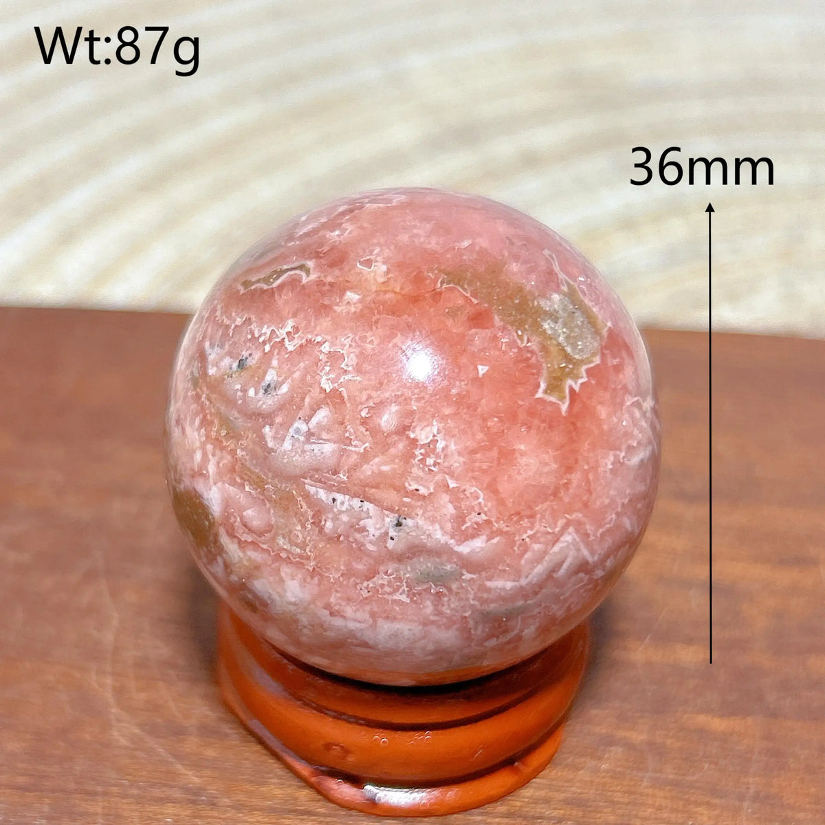 Rhodochrosite Sphere – Natural Pink Elegance